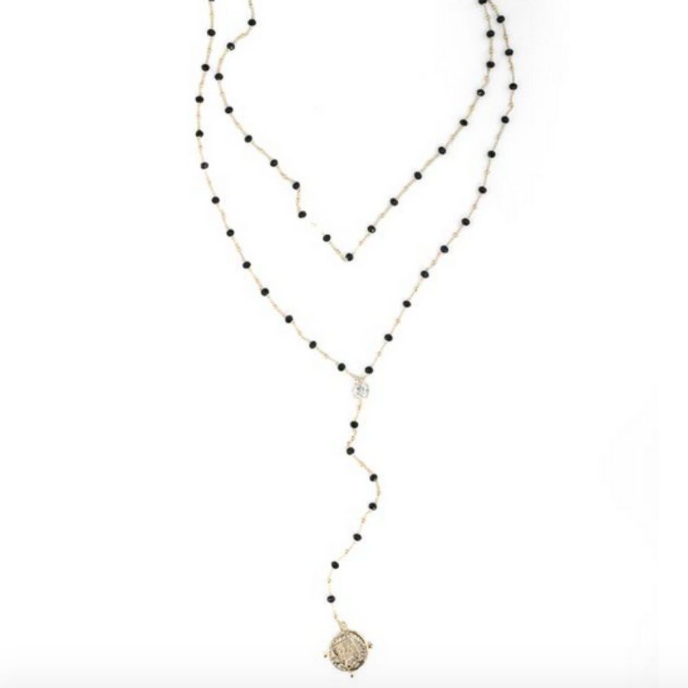 Serefina 14K Gold Plated Bead Lariat Necklace NWT